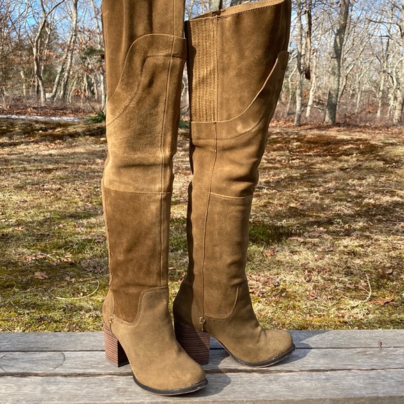 Brown Suede OTK Boots - Picture 2 of 11